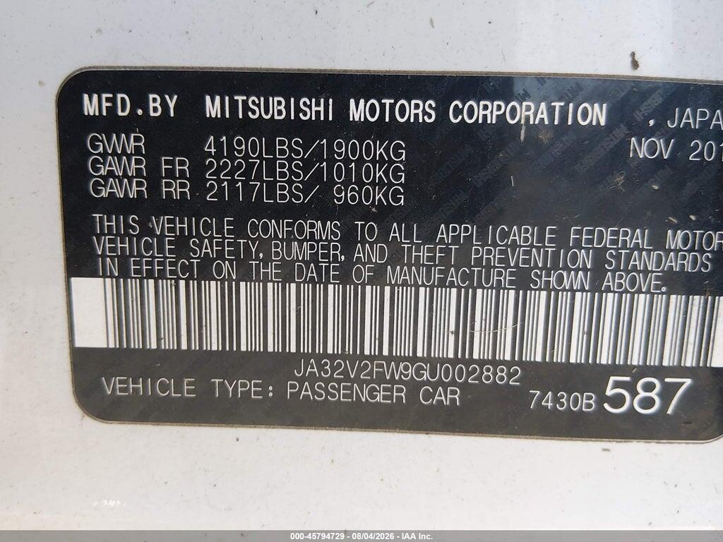JA32V2FW9GU002882 2016 MITSUBISHI LANCER photo no. 9