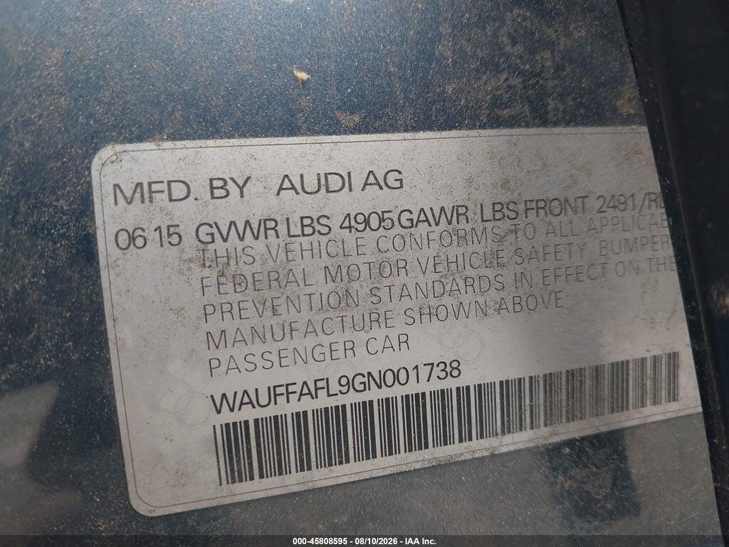 WAUFFAFL9GN001738 2016 AUDI A4 photo no. 9
