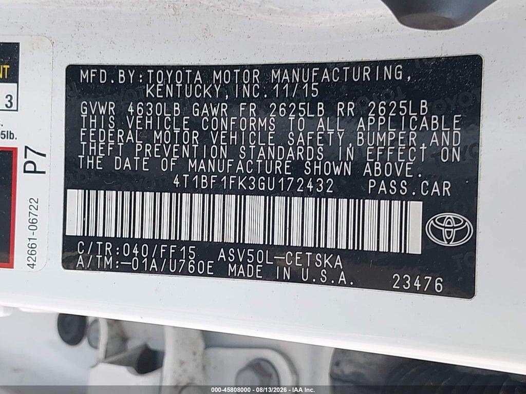 4T1BF1FK3GU172432 2016 TOYOTA CAMRY photo no. 9