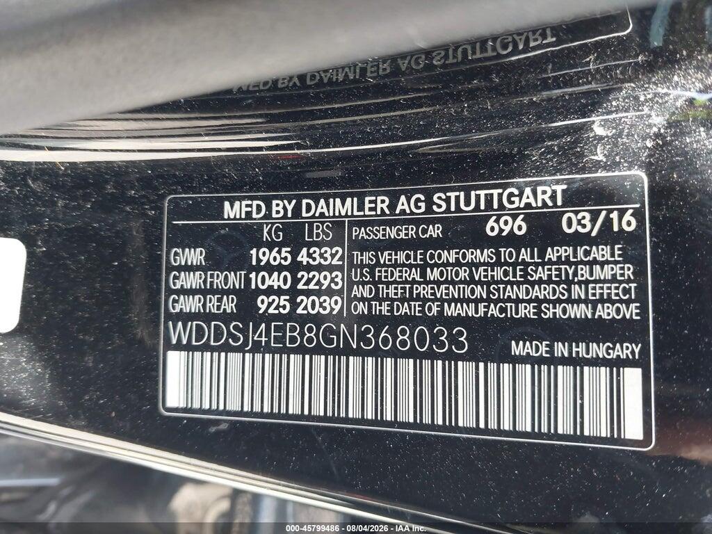 WDDSJ4EB8GN368033 2016 MERCEDES-BENZ CLA 250 photo no. 9
