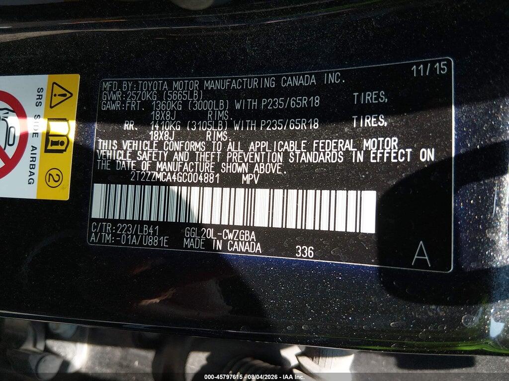 2T2ZZMCA4GC004881 2016 LEXUS RX 350 photo no. 9