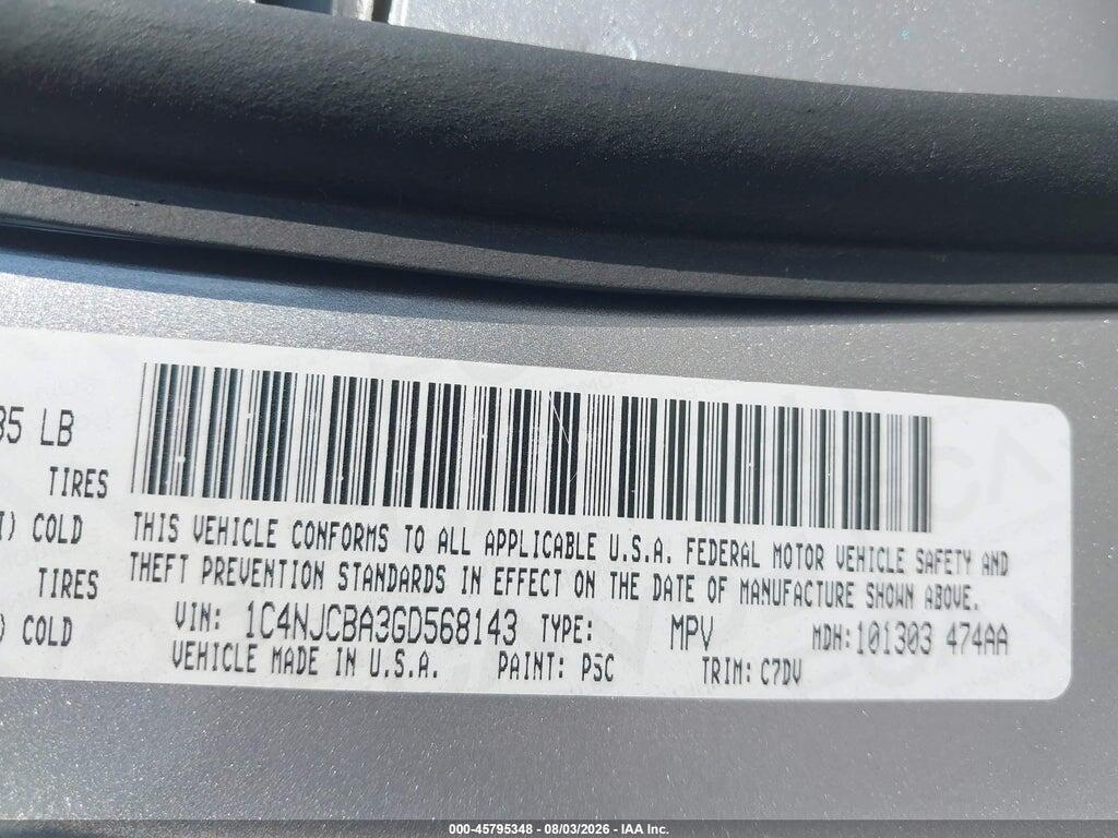 1C4NJCBA3GD568143 2016 JEEP COMPASS photo no. 9