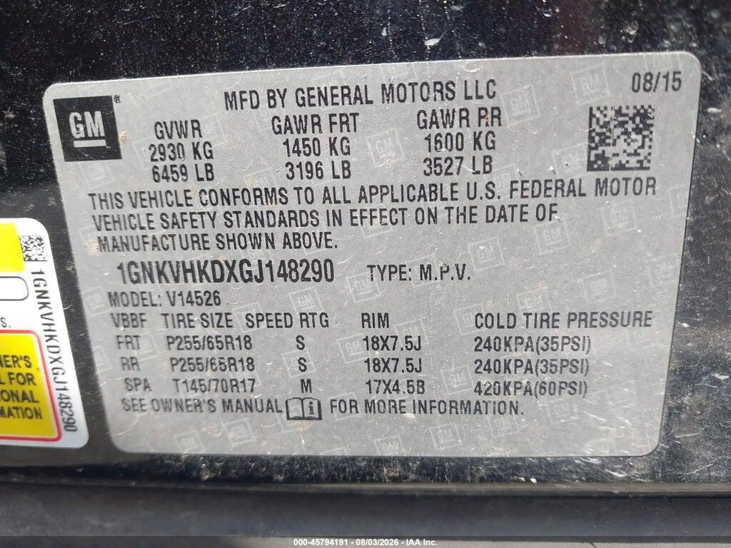 1GNKVHKDXGJ148290 2016 CHEVROLET TRAVERSE photo no. 9