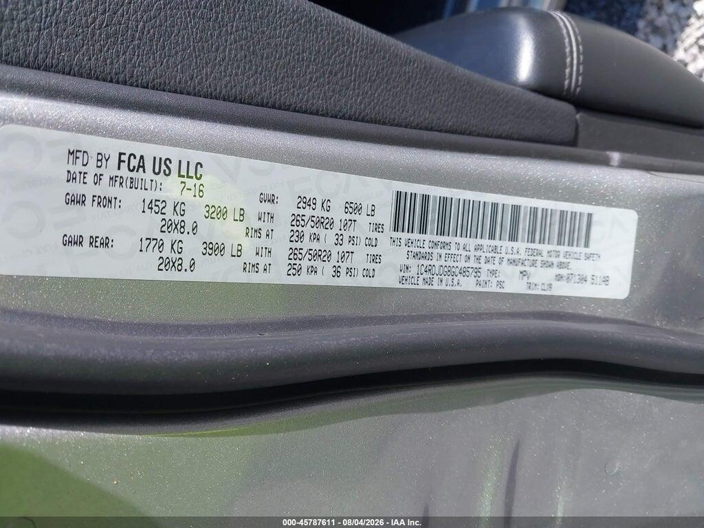 1C4RDJDG8GC485795 2016 DODGE DURANGO photo no. 9