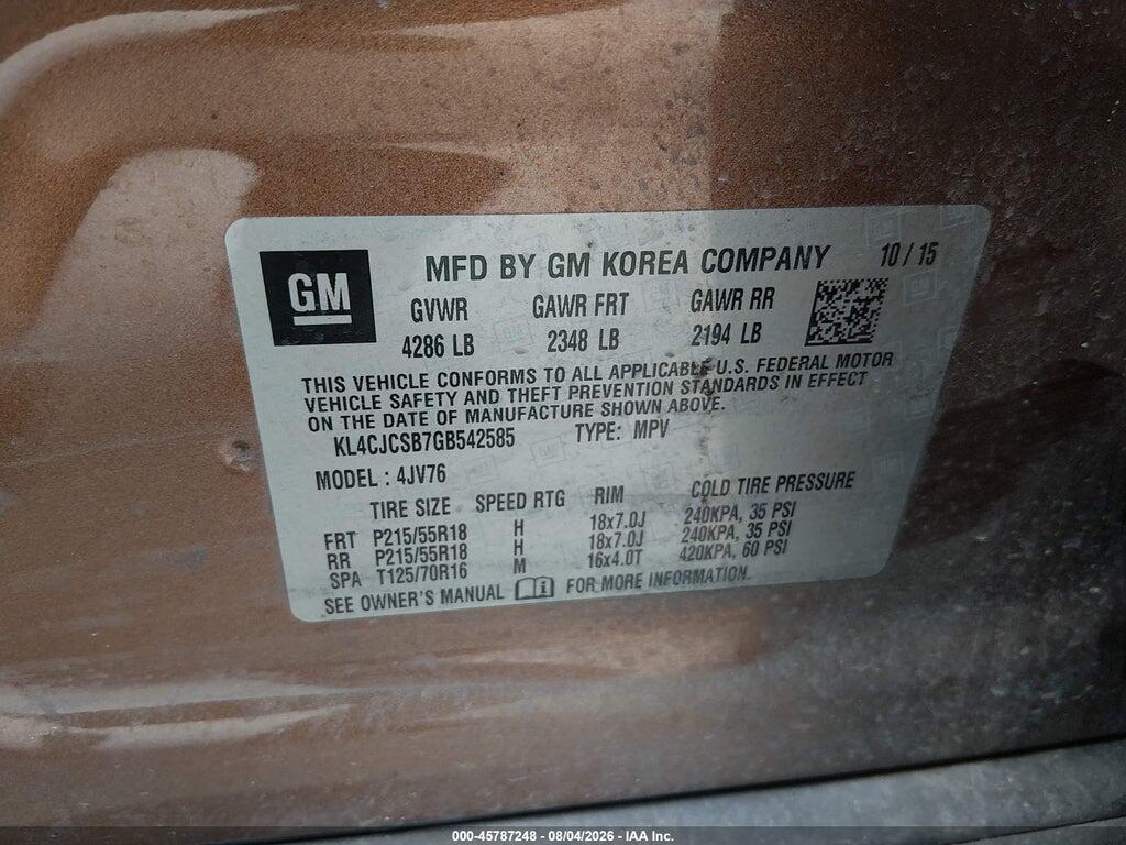 KL4CJCSB7GB542585 2016 BUICK ENCORE photo no. 8