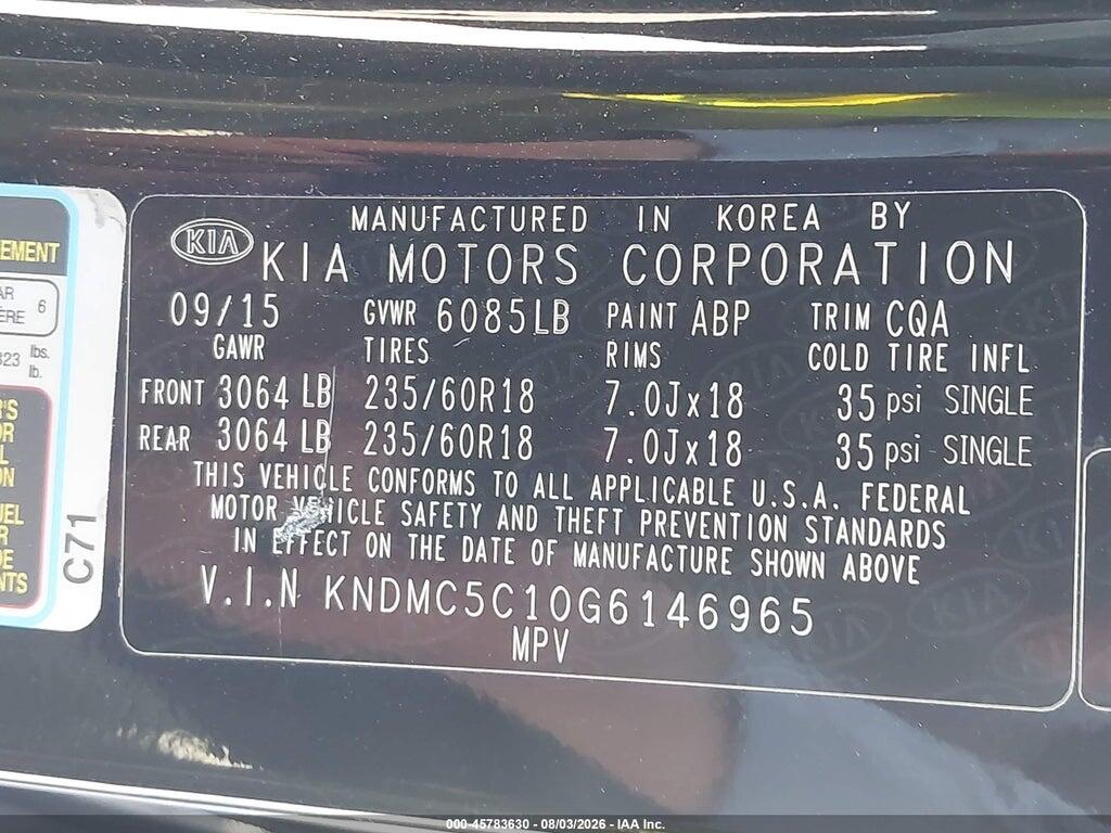 KNDMC5C10G6146965 2016 KIA SEDONA photo no. 9