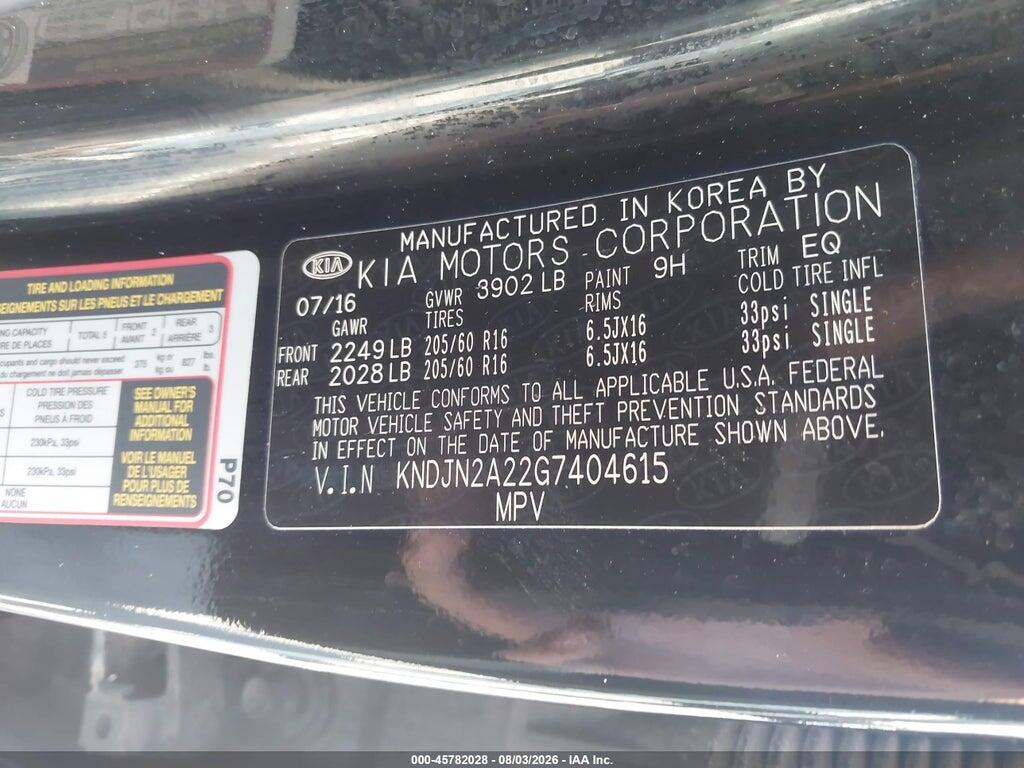 KNDJN2A22G7404615 2016 KIA SOUL photo no. 9
