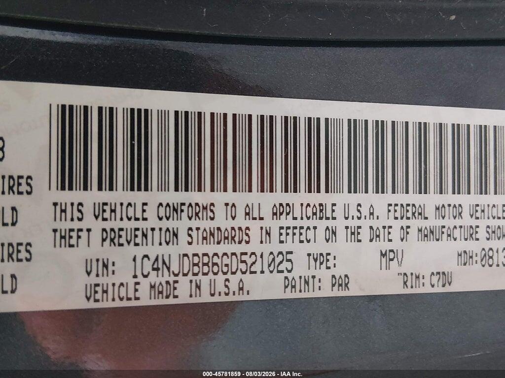 1C4NJDBB6GD521025 2016 JEEP COMPASS photo no. 9
