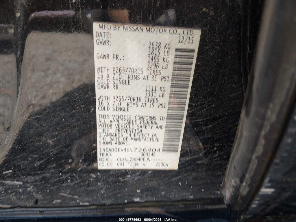 1N6AD0EV4GN726404 2016 NISSAN FRONTIER photo no. 9