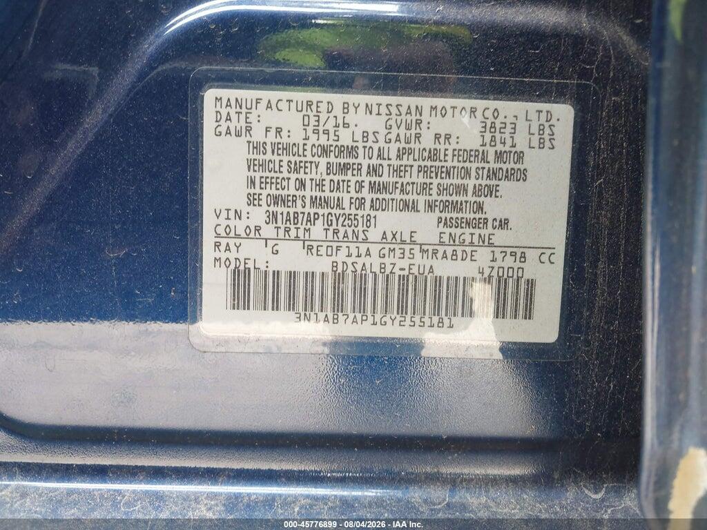 3N1AB7AP1GY255181 2016 NISSAN SENTRA photo no. 9