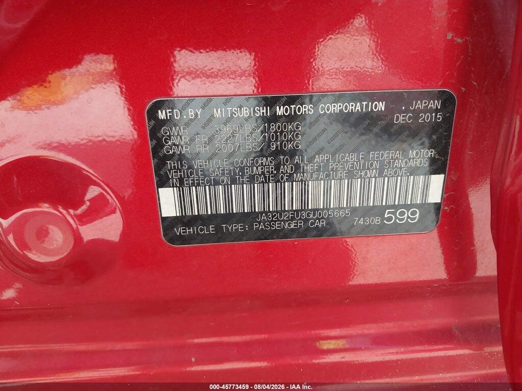 JA32U2FU3GU005665 2016 MITSUBISHI LANCER photo no. 9
