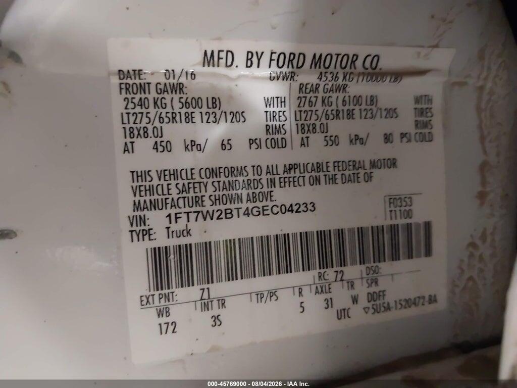1FT7W2BT4GEC04233 2016 FORD F-250 photo no. 9