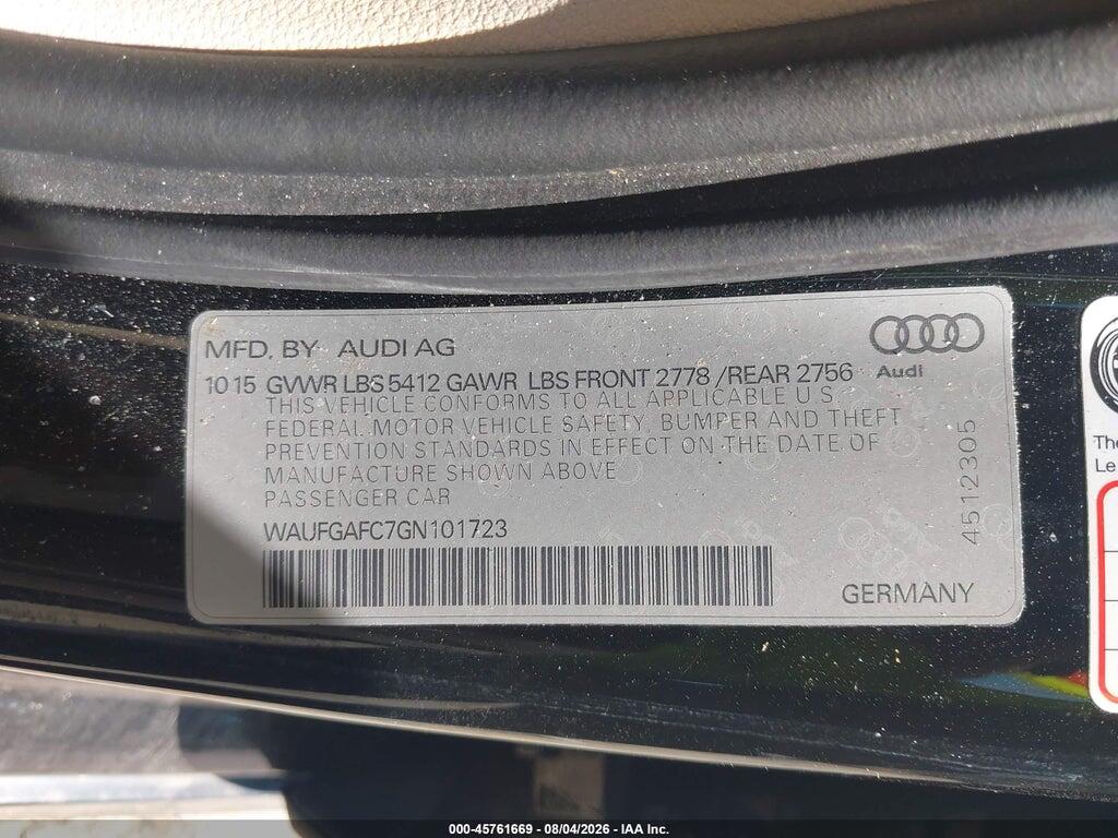 WAUFGAFC7GN101723 2016 AUDI A6 photo no. 9