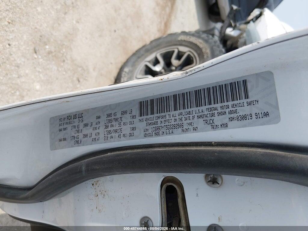1C6RR7YT5GS282906 2016 RAM 1500 photo no. 9