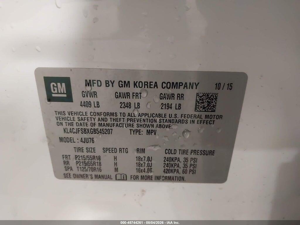 KL4CJFSBXGB545207 2016 BUICK ENCORE photo no. 9