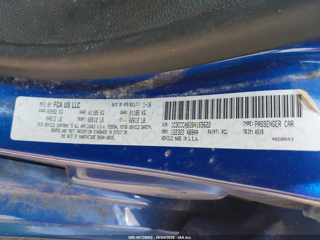 1C3CCCAB2GN165622 2016 CHRYSLER 200 photo no. 9