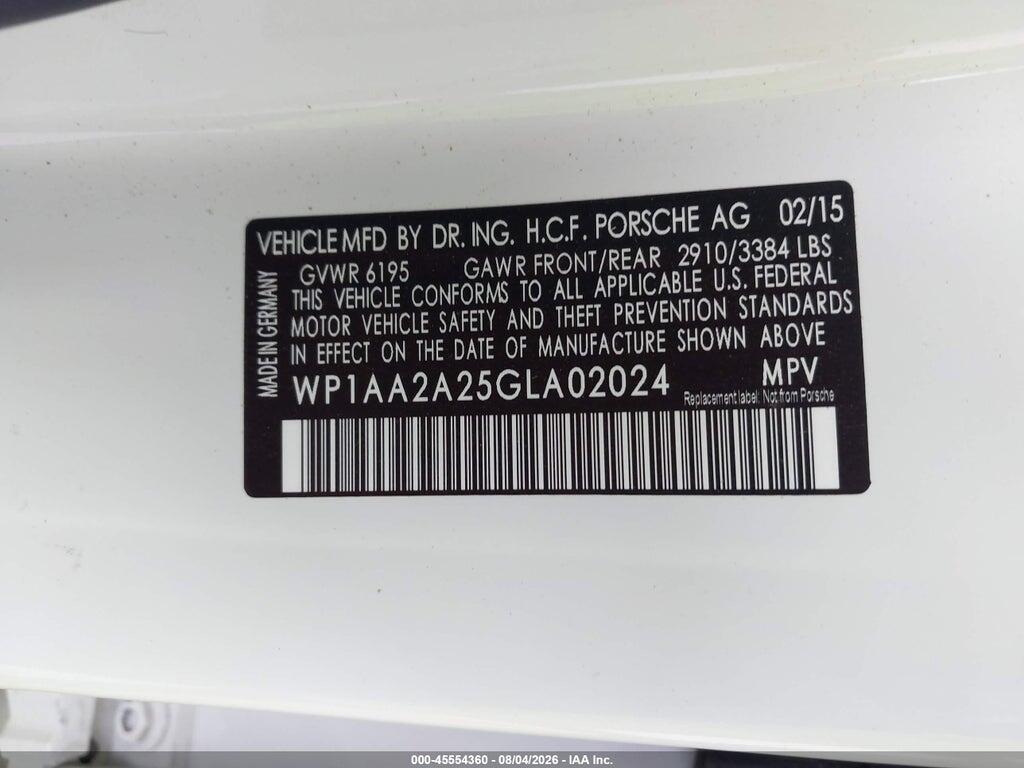WP1AA2A25GLA02024 2016 PORSCHE CAYENNE photo no. 9