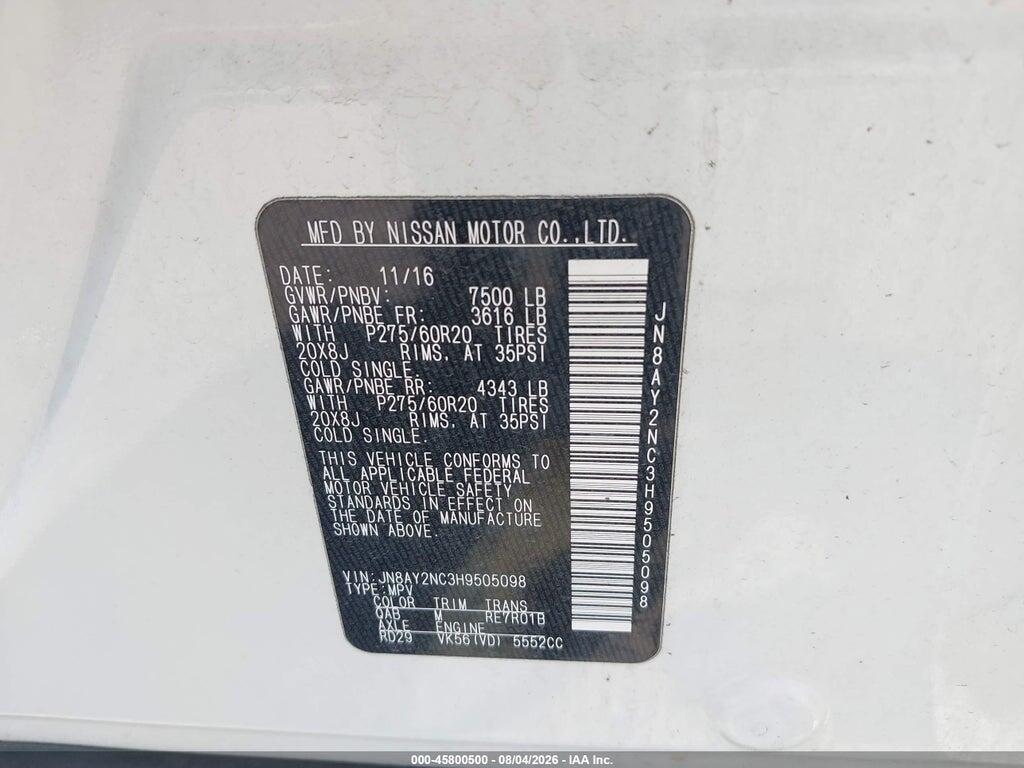JN8AY2NC3H9505098 2017 NISSAN ARMADA photo no. 9