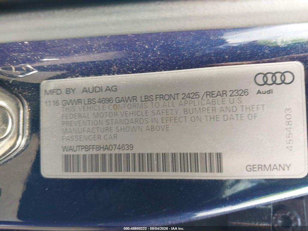 WAUTPBFF8HA074639 2017 AUDI A3 SPORTBACK E-TRON photo no. 9