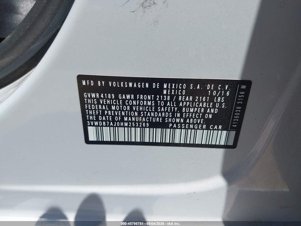 3VWDB7AJ0HM253269 2017 VOLKSWAGEN JETTA photo no. 9