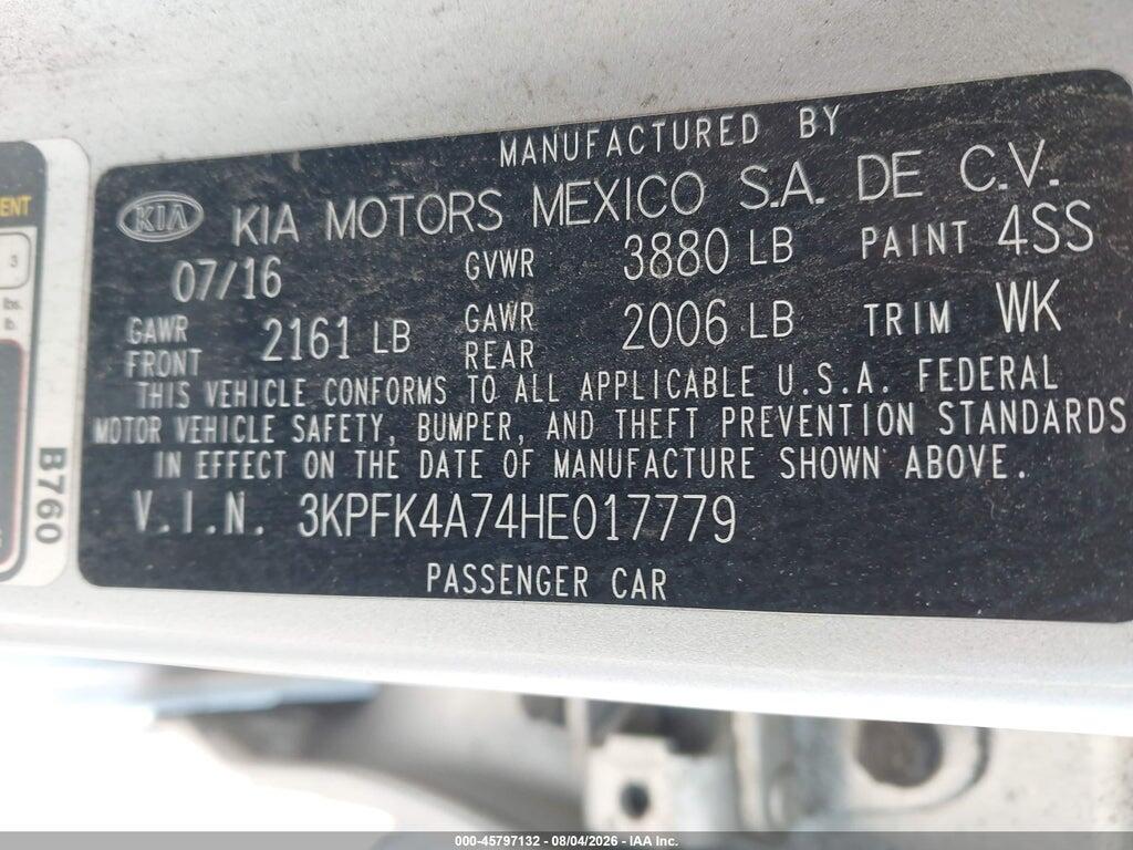 3KPFK4A74HE017779 2017 KIA FORTE photo no. 9