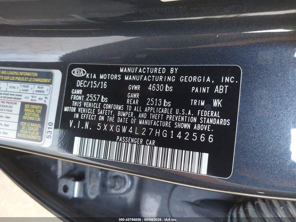5XXGW4L27HG142566 2017 KIA OPTIMA photo no. 9