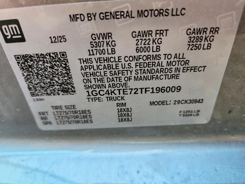 1GC4KTE72TF196009 2026 CHEVROLET SILVERADO photo no. 12