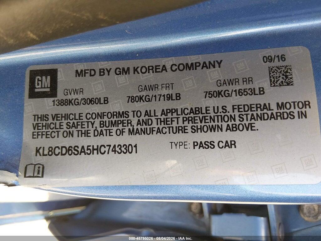 KL8CD6SA5HC743301 2017 CHEVROLET SPARK photo no. 9