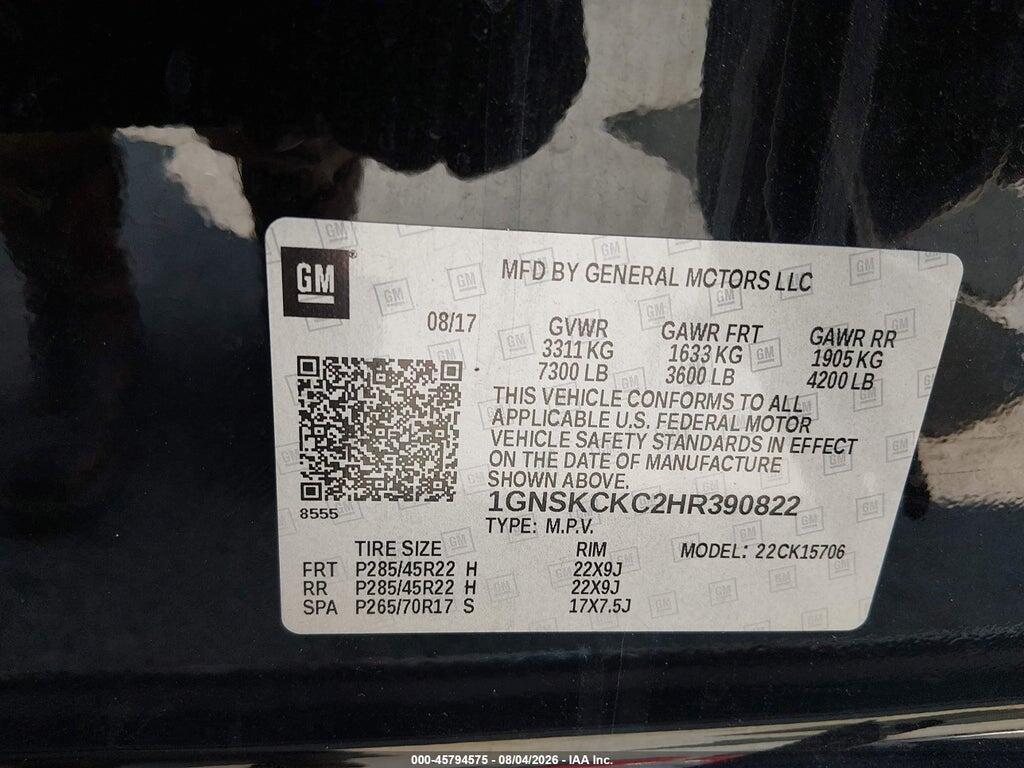 1GNSKCKC2HR390822 2017 CHEVROLET TAHOE photo no. 9