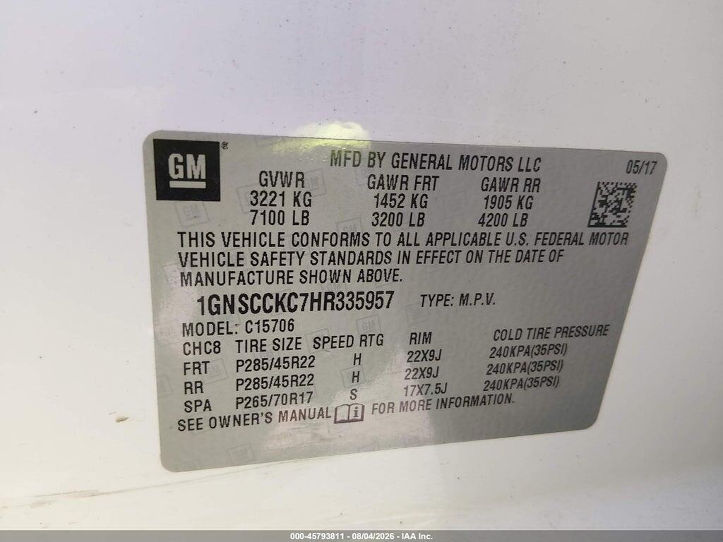 1GNSCCKC7HR335957 2017 CHEVROLET TAHOE photo no. 9