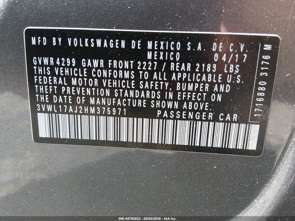 3VWL17AJ2HM375971 2017 VOLKSWAGEN JETTA photo no. 9