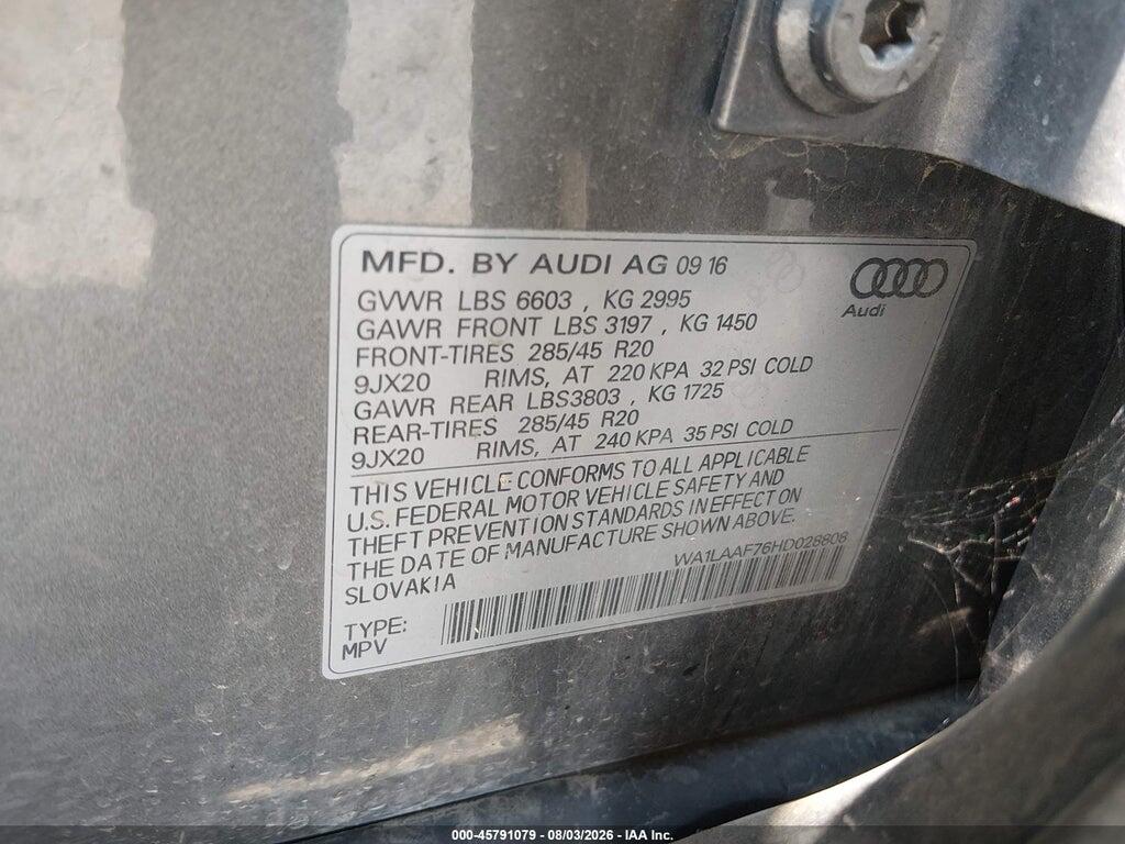 WA1LAAF76HD028808 2017 AUDI Q7 photo no. 9