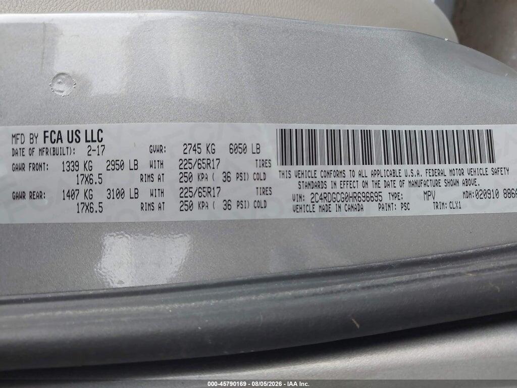 2C4RDGCG0HR696695 2017 DODGE GRAND CARAVAN photo no. 9