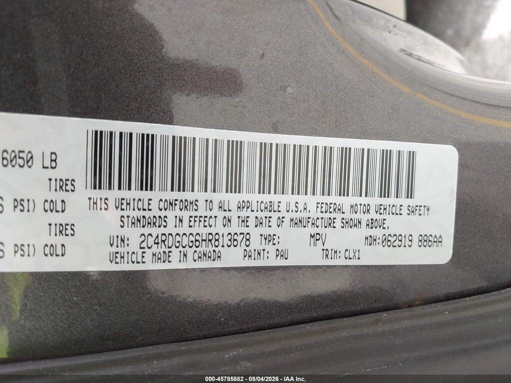 2C4RDGCG6HR813678 2017 DODGE GRAND CARAVAN photo no. 9