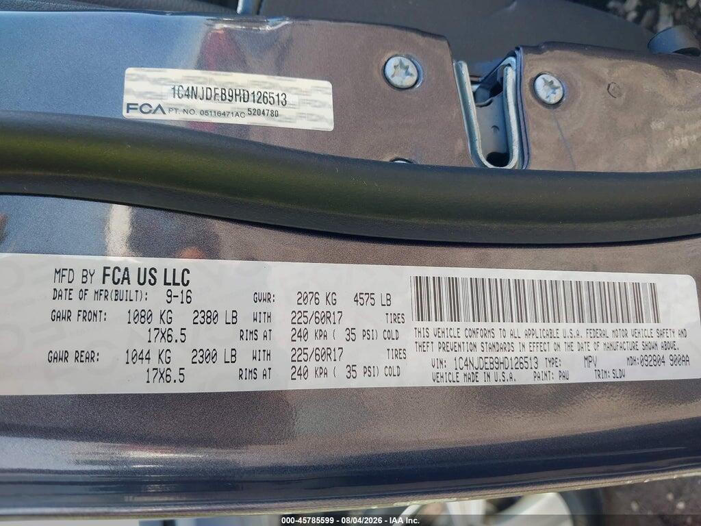 1C4NJDEB9HD126513 2017 JEEP COMPASS photo no. 9