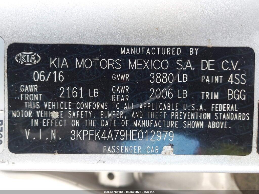3KPFK4A79HE012979 2017 KIA FORTE photo no. 9