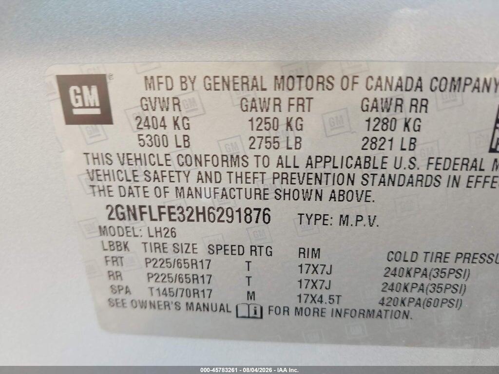 2GNFLFE32H6291876 2017 CHEVROLET EQUINOX photo no. 9
