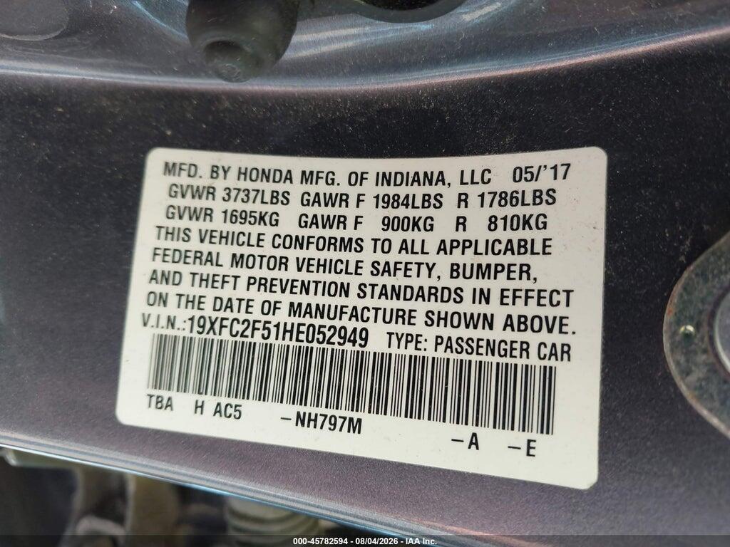 19XFC2F51HE052949 2017 HONDA CIVIC photo no. 9