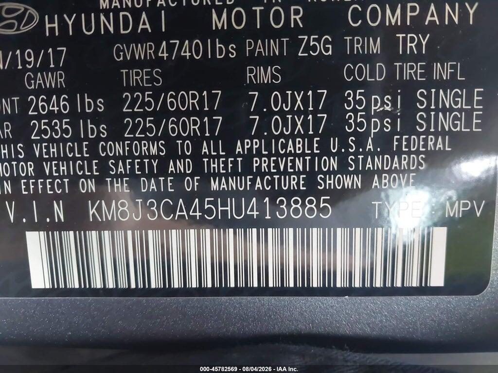 KM8J3CA45HU413885 2017 HYUNDAI TUCSON photo no. 9