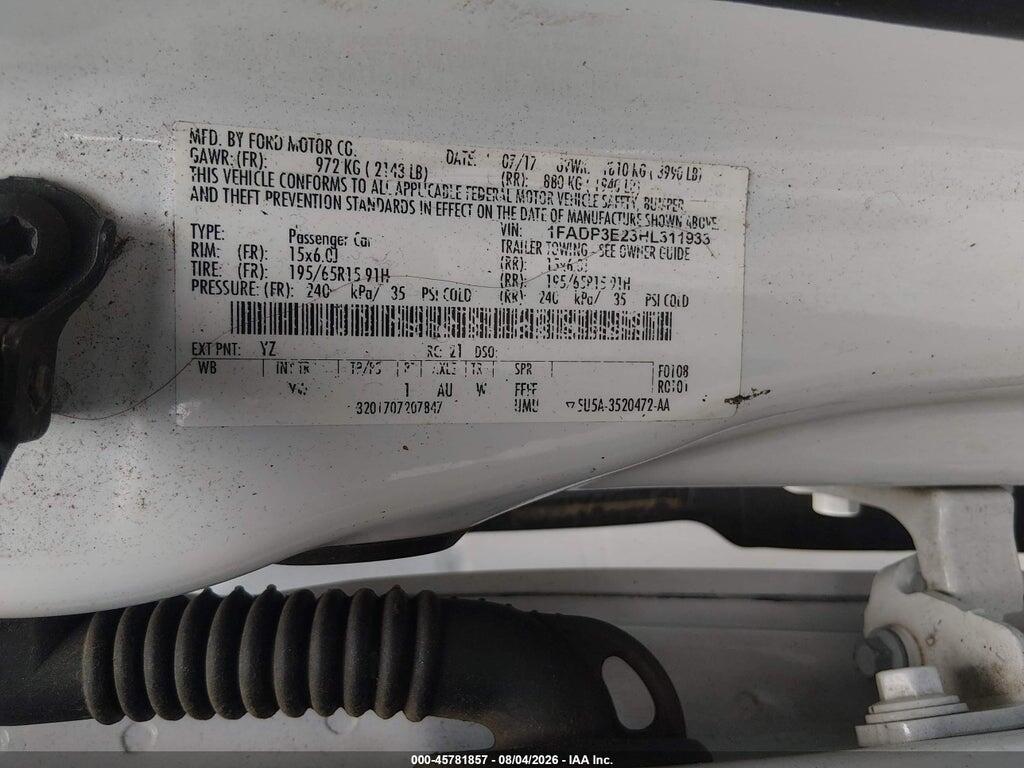 1FADP3E23HL311933 2017 FORD FOCUS photo no. 9
