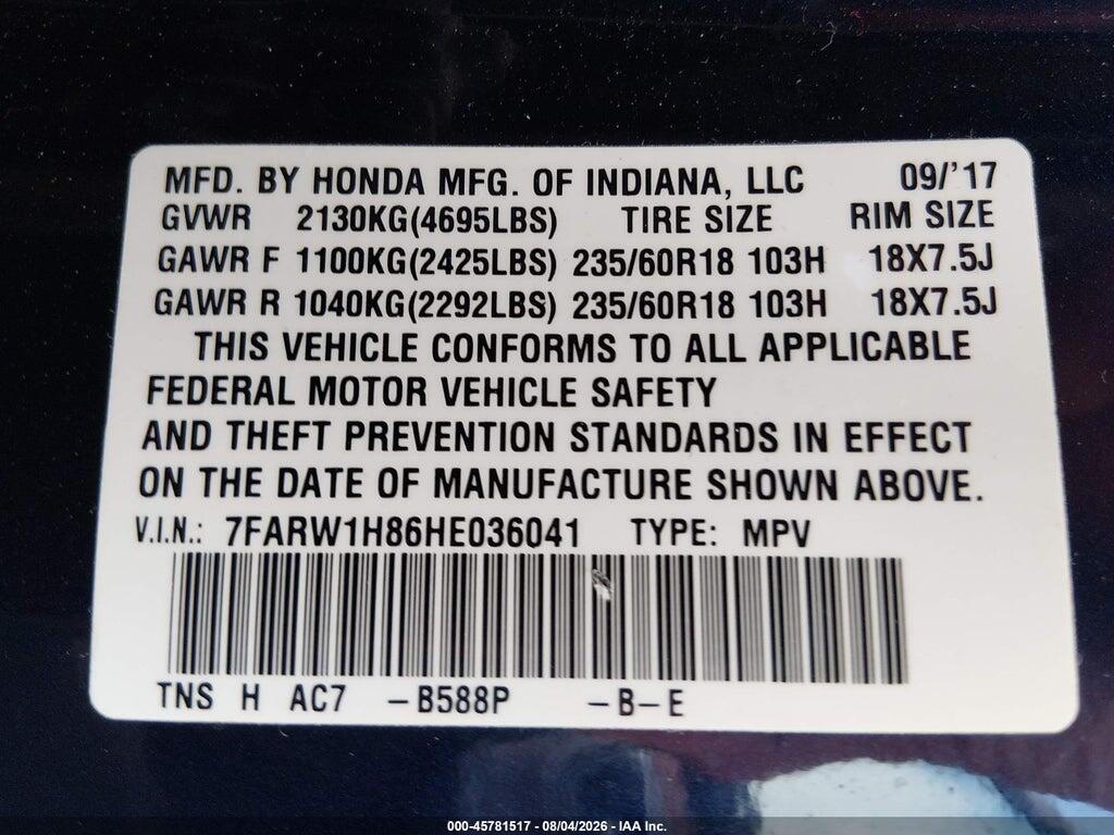 7FARW1H86HE036041 2017 HONDA CR-V photo no. 9