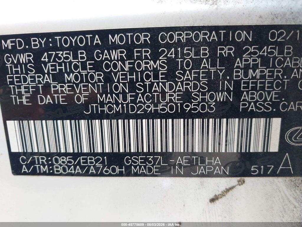 JTHCM1D29H5019503 2017 LEXUS IS 300 photo no. 9