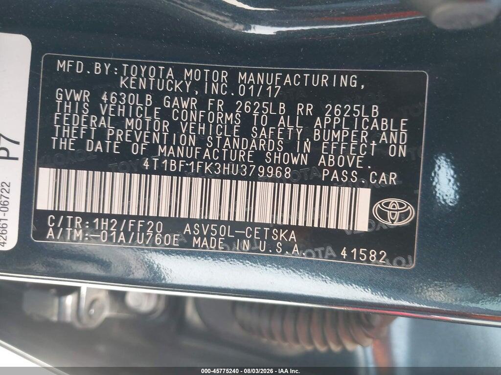 4T1BF1FK3HU379968 2017 TOYOTA CAMRY photo no. 9