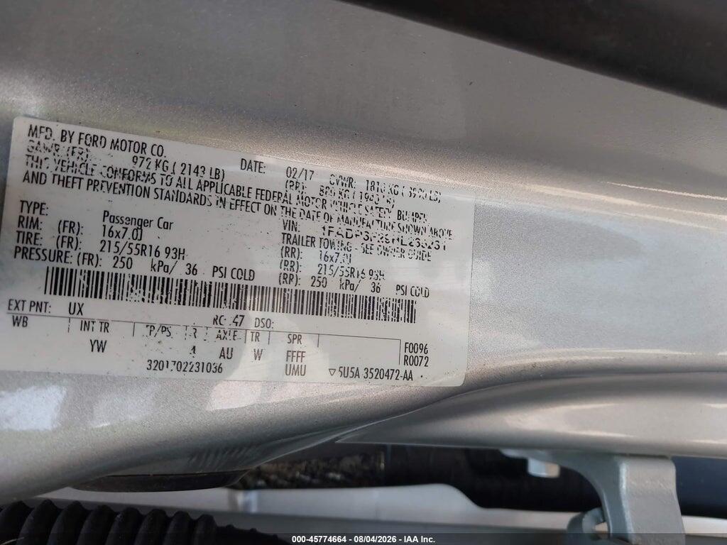 1FADP3F29HL235231 2017 FORD FOCUS photo no. 9