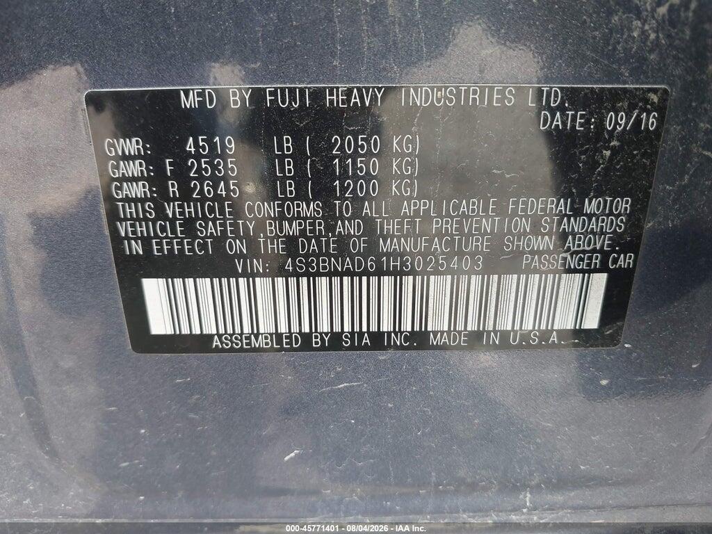 4S3BNAD61H3025403 2017 SUBARU LEGACY photo no. 9