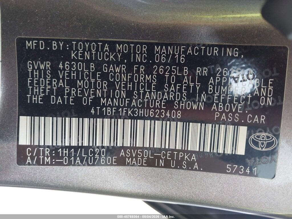 4T1BF1FK3HU623408 2017 TOYOTA CAMRY photo no. 9