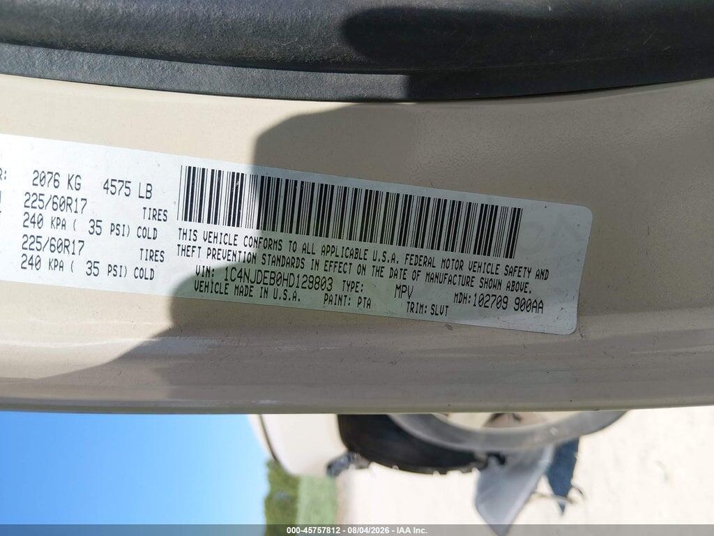 1C4NJDEB0HD129803 2017 JEEP COMPASS photo no. 9