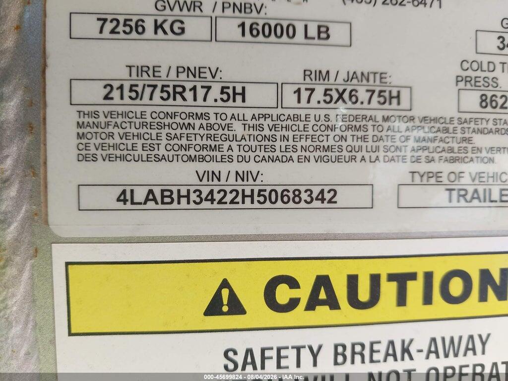 4LABH3422H5068342 2017 EXXISS ALUMINUM TRAILERS UNKNOWN photo no. 9