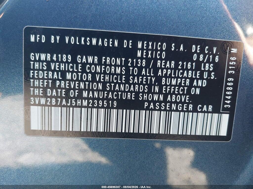 3VW2B7AJ5HM239519 2017 VOLKSWAGEN JETTA photo no. 9