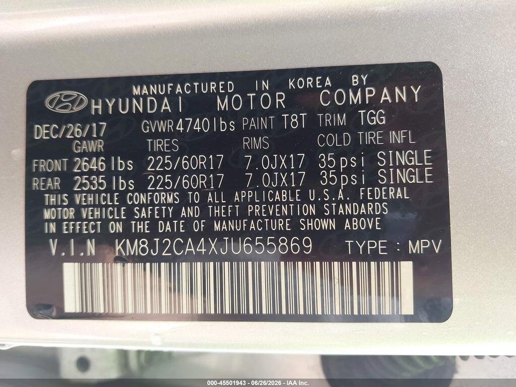 KM8J2CA4XJU655869 2018 HYUNDAI TUCSON photo no. 9